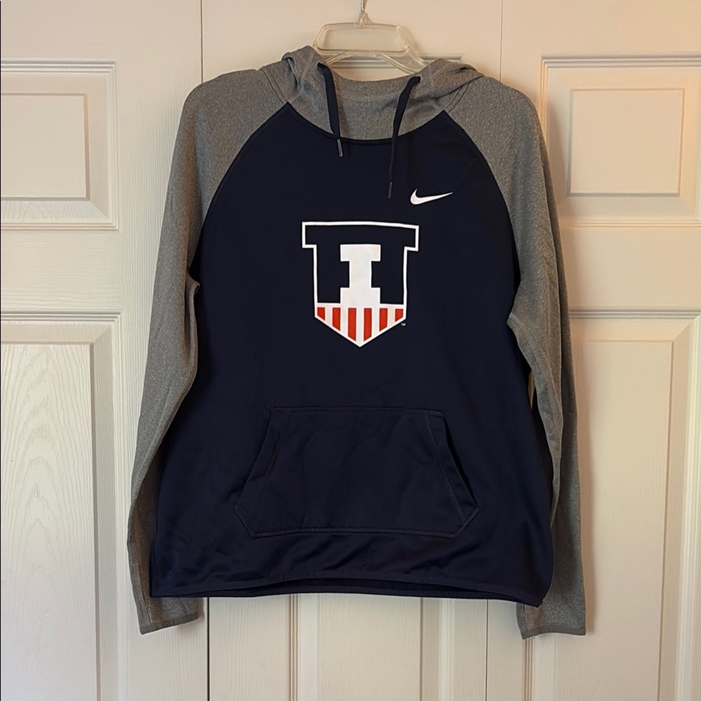 Nike University of Illinois Blue and Gray Hooded Sweatshirt